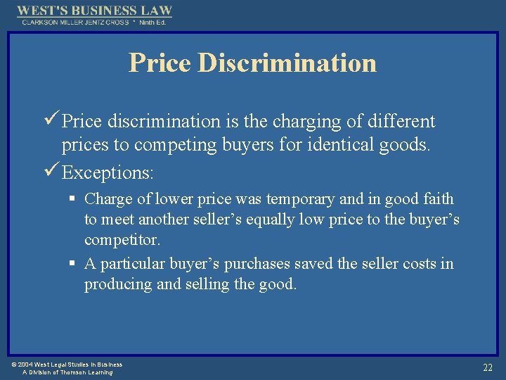 Price Discrimination ü Price discrimination is the charging of different prices to competing buyers
