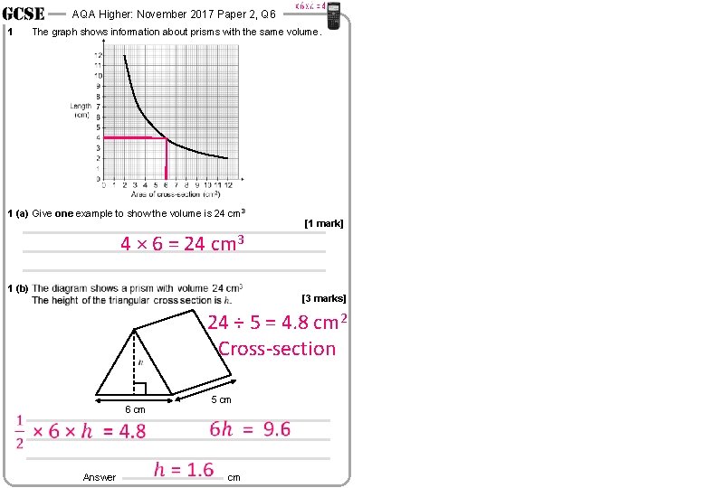 AQA Higher: November 2017 Paper 2, Q 6 1 The graph shows information about