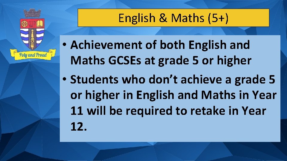 English & Maths (5+) • Achievement of both English and Maths GCSEs at grade