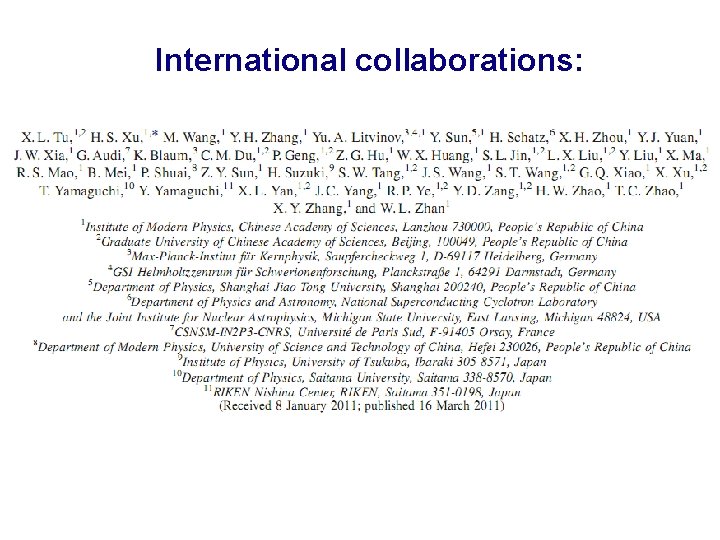 International collaborations: 