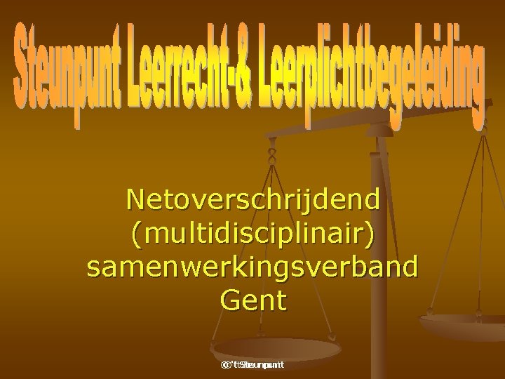 Netoverschrijdend (multidisciplinair) samenwerkingsverband Gent © © 't Steunpunt 