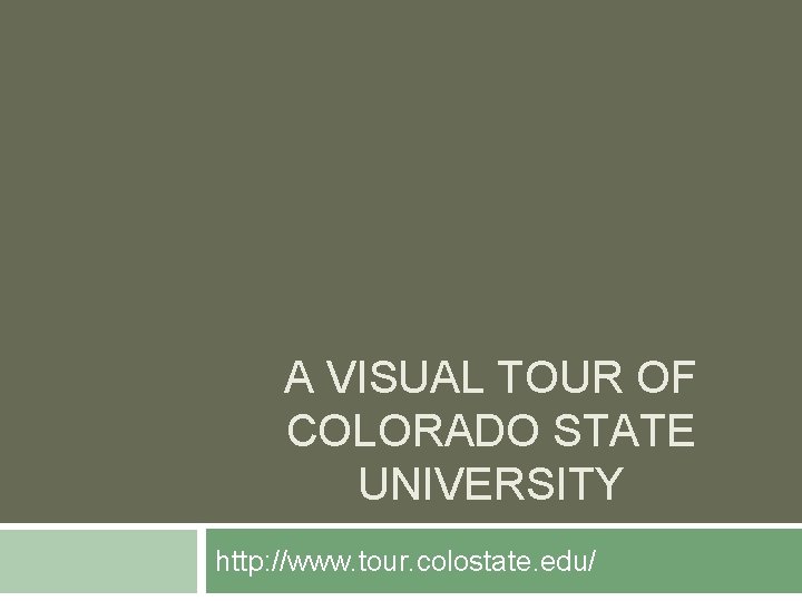 A VISUAL TOUR OF COLORADO STATE UNIVERSITY http: //www. tour. colostate. edu/ 