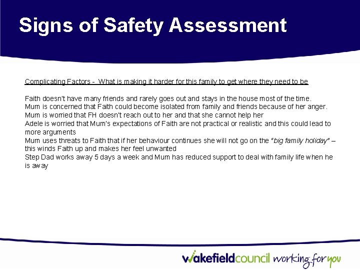 Signs of Safety Assessment Complicating Factors - What is making it harder for this