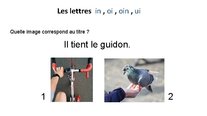 Les lettres in , oin , ui Quelle image correspond au titre ? Il