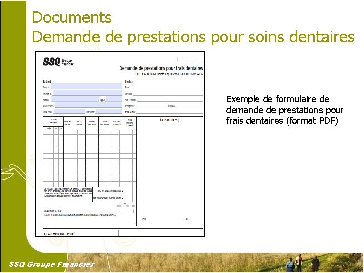 Documents Demande de prestations pour soins dentaires Exemple de formulaire de demande de prestations