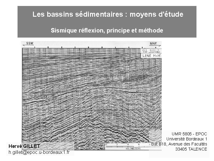 Les bassins sédimentaires : moyens d'étude Sismique réflexion, principe et méthode Hervé GILLET h.