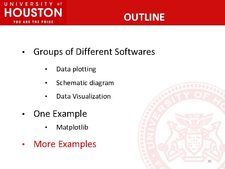 OUTLINE • • Groups of Different Softwares • Data plotting • Schematic diagram •