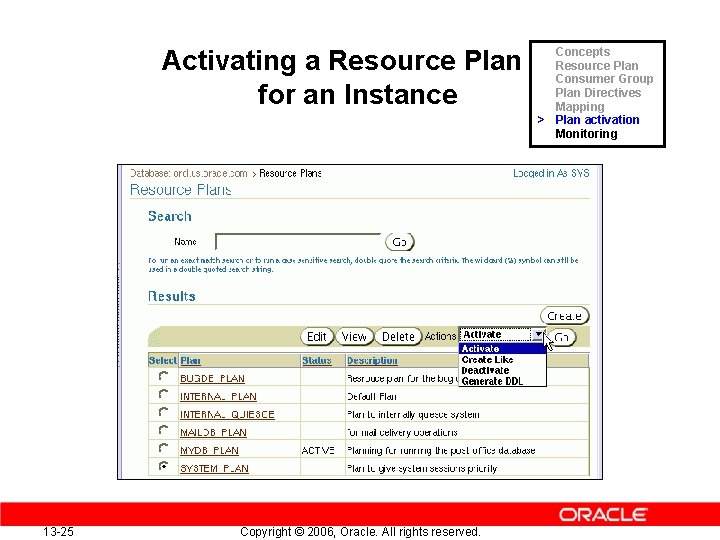 Plan Activating a Resource Plan. Resource Consumer Group Plan Directives for an Instance Mapping