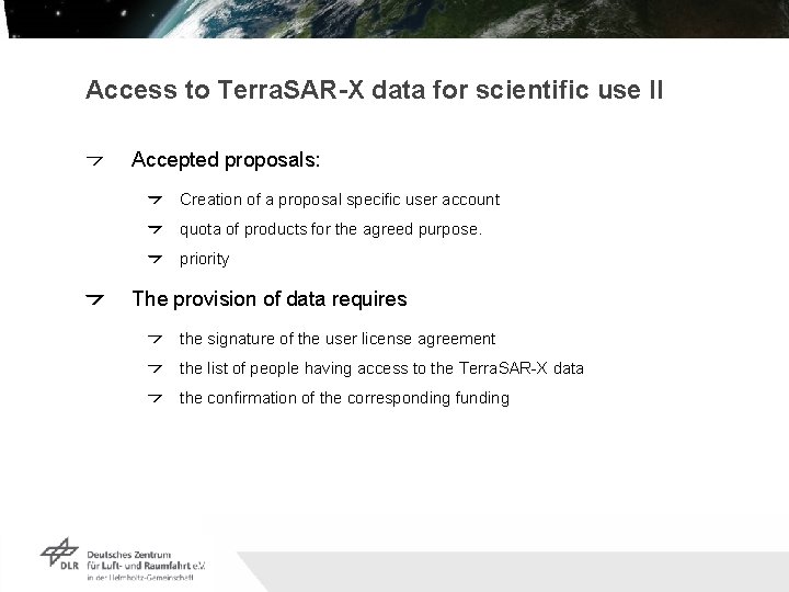 Access to Terra. SAR-X data for scientific use II Accepted proposals: Creation of a Access to Terra. SAR-X data for scientific use II Accepted proposals: Creation of a