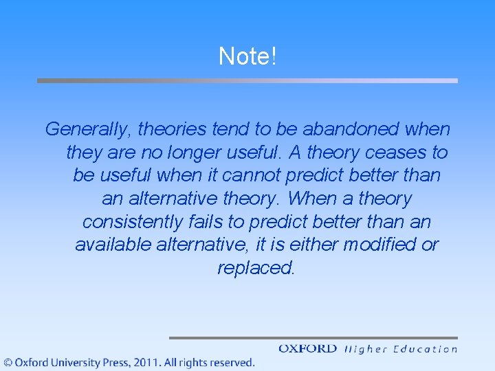 Note! Generally, theories tend to be abandoned when they are no longer useful. A
