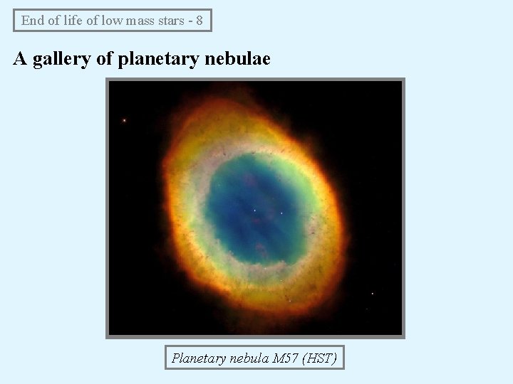 End of life of low mass stars - 8 A gallery of planetary nebulae