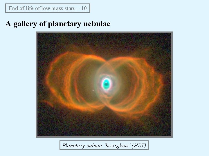 End of life of low mass stars – 10 A gallery of planetary nebulae