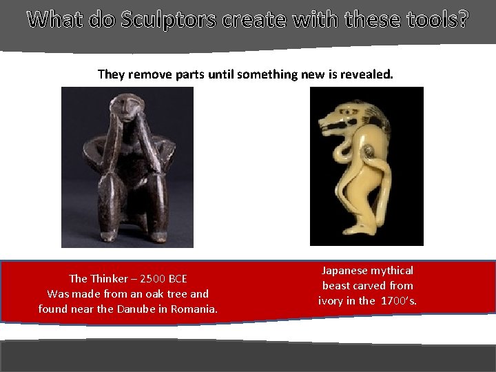 What do Sculptors create with these tools? They remove parts until something new is