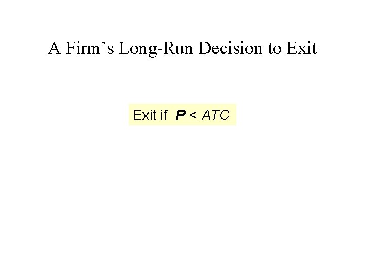 A Firm’s Long-Run Decision to Exit if P < ATC 