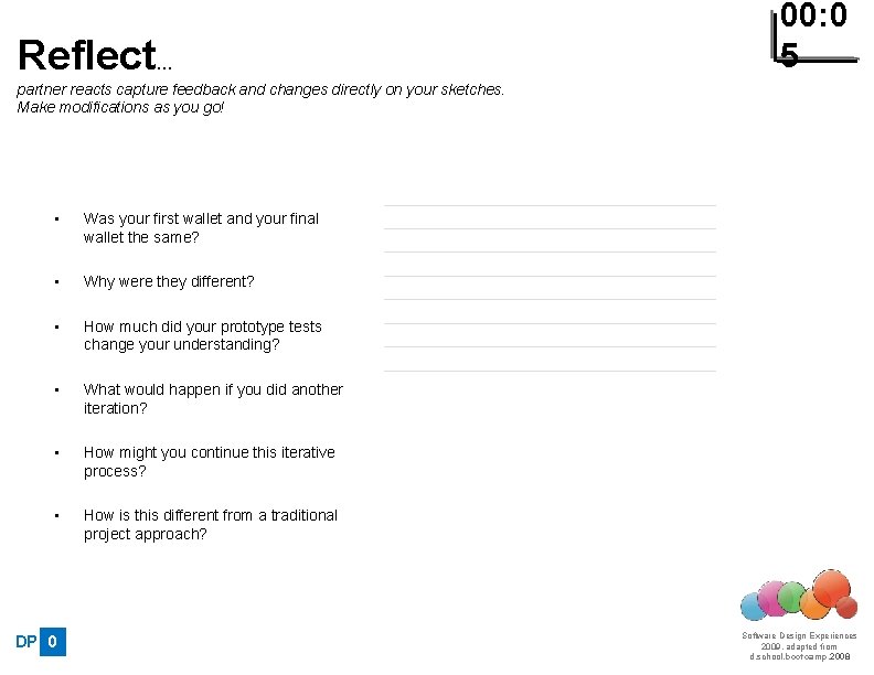 Reflect… 00: 0 5 partner reacts capture feedback and changes directly on your sketches.