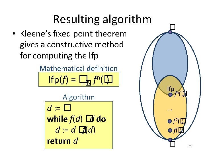 Resulting algorithm • Kleene’s fixed point theorem gives a constructive method for computing the