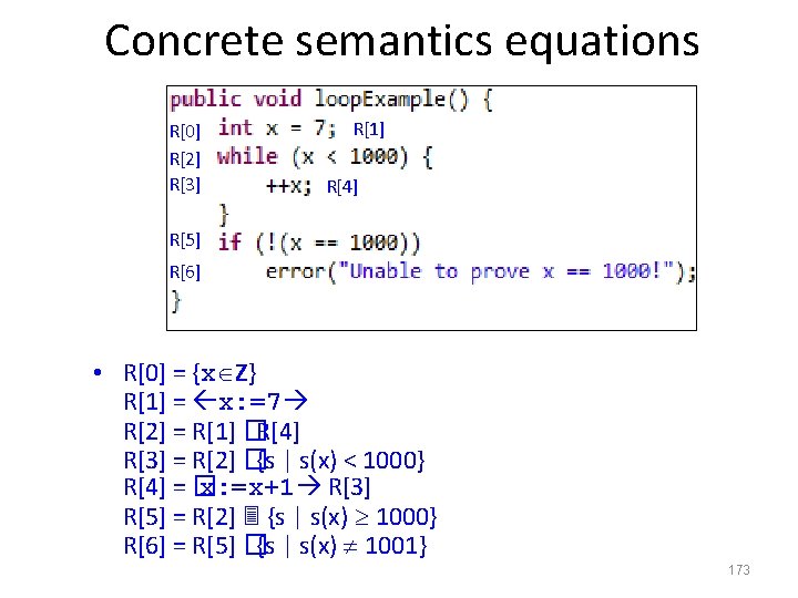 Concrete semantics equations R[0] R[2] R[3] R[1] R[4] R[5] R[6] • R[0] = {x