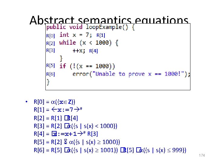 Abstract semantics equations R[0] R[2] R[3] R[1] R[4] R[5] R[6] • R[0] = ({x