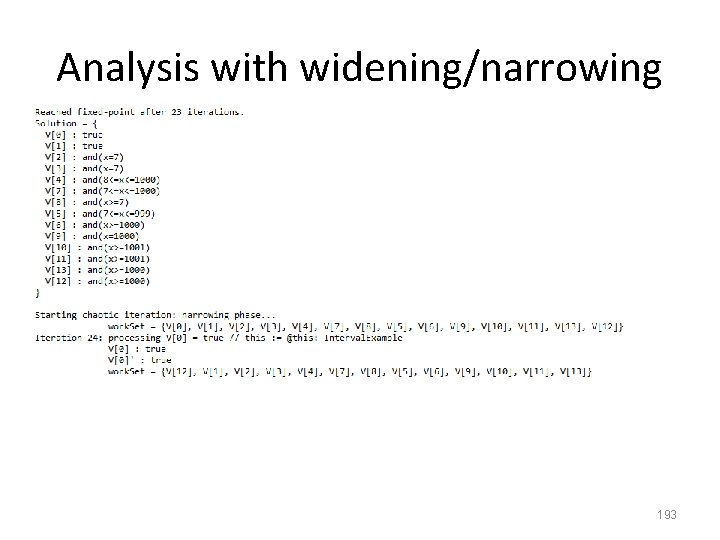 Analysis with widening/narrowing 193 