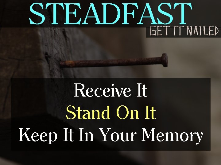 STEADFAST Receive It Stand On It Keep It In Your Memory 
