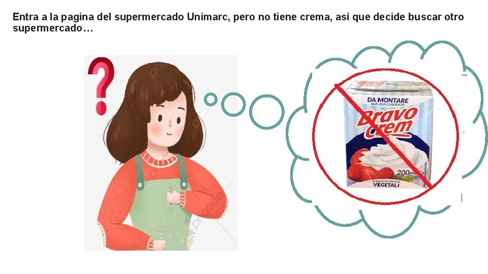 Entra a la pagina del supermercado Unimarc, pero no tiene crema, así que decide