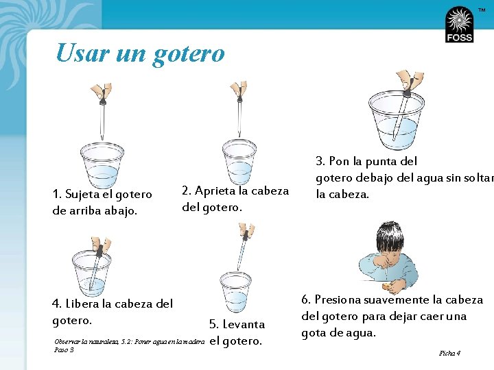 TM Usar un gotero 1. Sujeta el gotero de arriba abajo. 2. Aprieta la