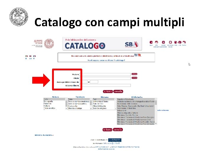 Catalogo con campi multipli Catalogo con campi multipli