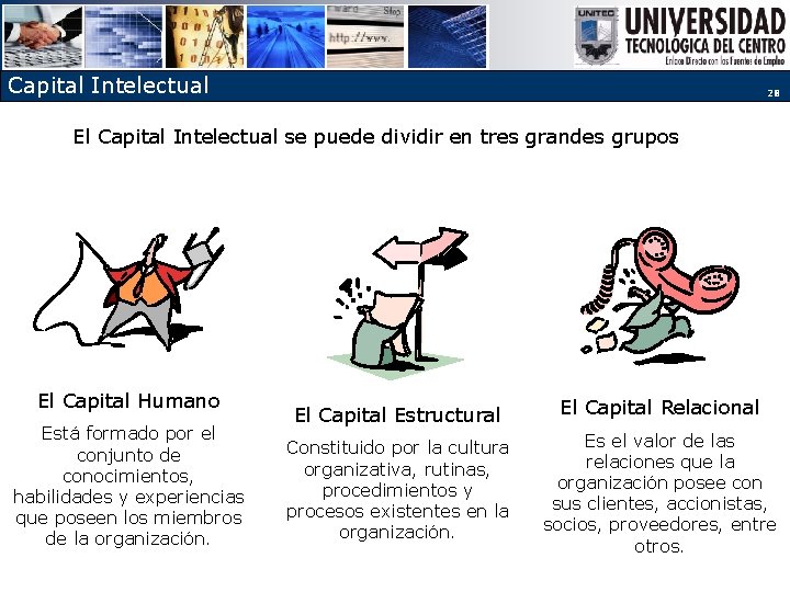 Capital Intelectual 28 El Capital Intelectual se puede dividir en tres grandes grupos El