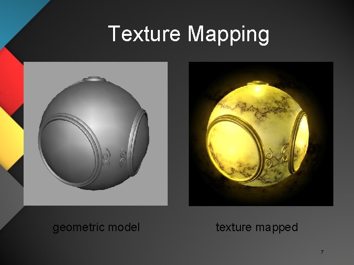 Texture Mapping geometric model texture mapped 7 