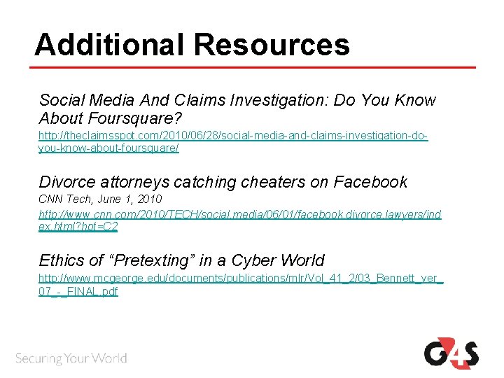 Additional Resources Social Media And Claims Investigation: Do You Know About Foursquare? http: //theclaimsspot. Additional Resources Social Media And Claims Investigation: Do You Know About Foursquare? http: //theclaimsspot.