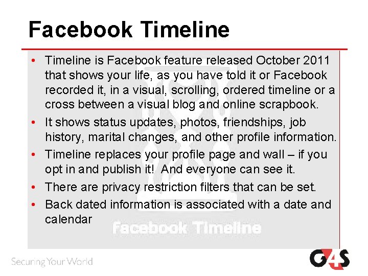Facebook Timeline • Timeline is Facebook feature released October 2011 that shows your life, Facebook Timeline • Timeline is Facebook feature released October 2011 that shows your life,