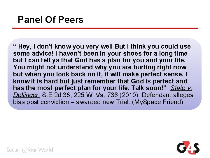 Panel Of Peers “ Hey, I don’t know you very well But I think Panel Of Peers “ Hey, I don’t know you very well But I think