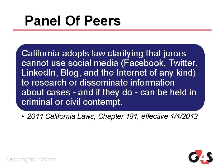 Panel Of Peers California adopts law clarifying that jurors cannot use social media (Facebook, Panel Of Peers California adopts law clarifying that jurors cannot use social media (Facebook,