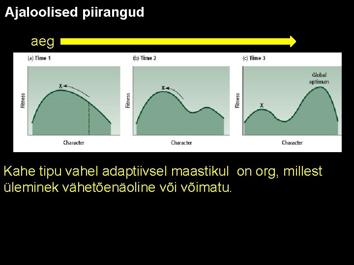 Ajaloolised piirangud aeg Kahe tipu vahel adaptiivsel maastikul on org, millest üleminek vähetõenäoline võimatu.