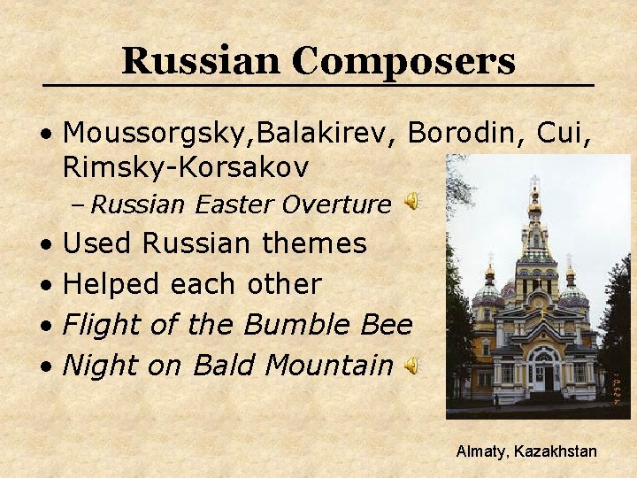 Russian Composers • Moussorgsky, Balakirev, Borodin, Cui, Rimsky-Korsakov – Russian Easter Overture • Used