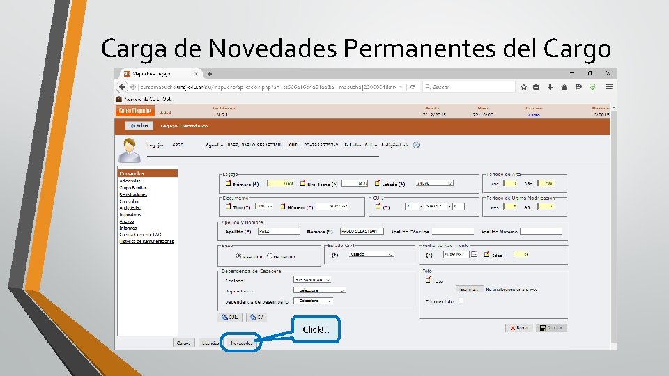 Carga de Novedades Permanentes del Cargo Click!!! 