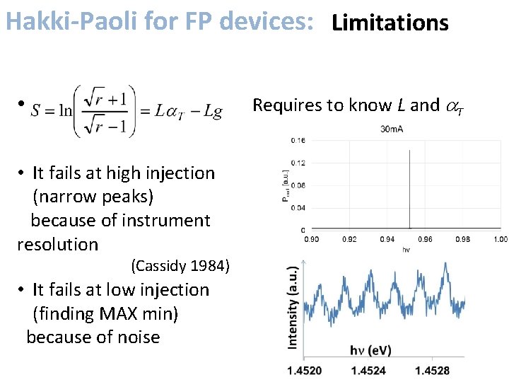 Hakki-Paoli for FP devices: Limitations • Requires to know L and a. T •