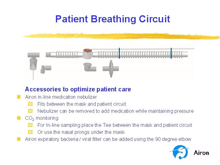 Patient Breathing Circuit Accessories to optimize patient care z Airon in-line medication nebulizer y