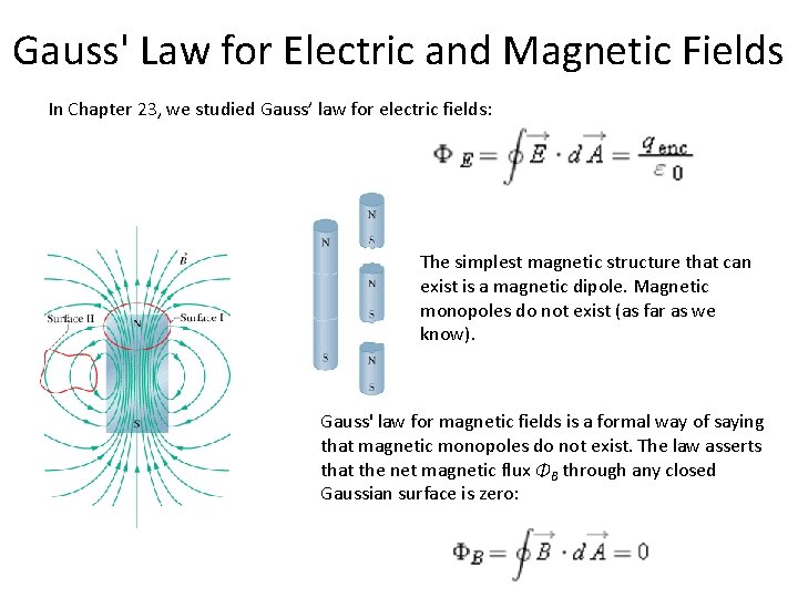 Gauss' Law for Electric and Magnetic Fields In Chapter 23, we studied Gauss’ law