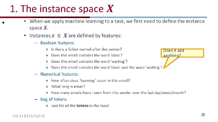  • Does it add anything? CIS 419/519 Fall’ 19 28 