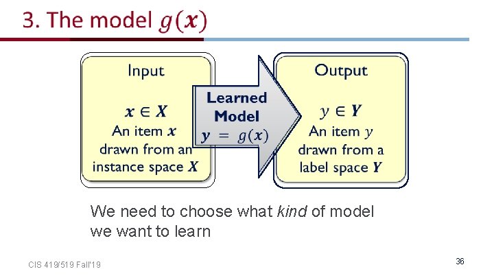  We need to choose what kind of model we want to learn CIS