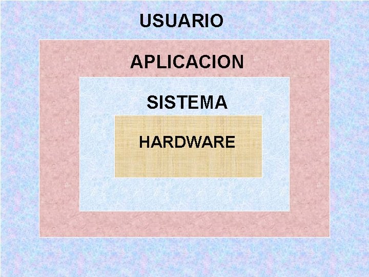 USUARIO APLICACION SISTEMA HARDWARE 