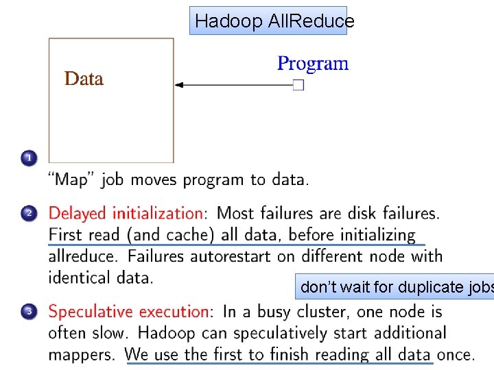 Hadoop All. Reduce don’t wait for duplicate jobs 