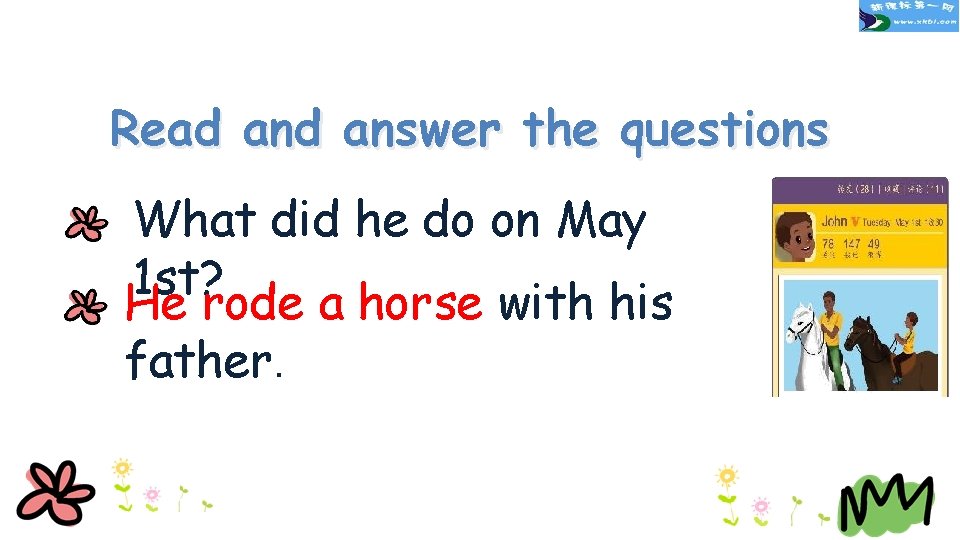 Read answer the questions What did he do on May 1 st? He rode