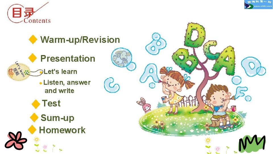 Warm-up/Revision r lea ● Let's learn n 视频 t's Le Presentation ● Listen, answer