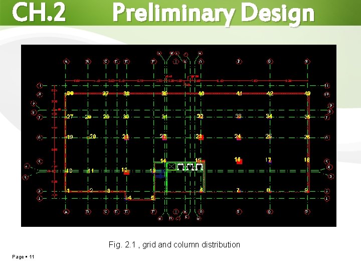 CH. 2 Preliminary Design Fig. 2. 1 , grid and column distribution Page 11