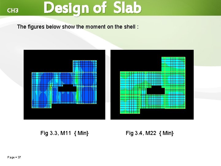 CH 3 Design of Slab The figures below show the moment on the shell