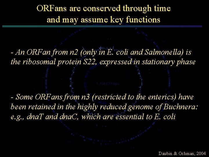 ORFans are conserved through time and may assume key functions - An ORFan from