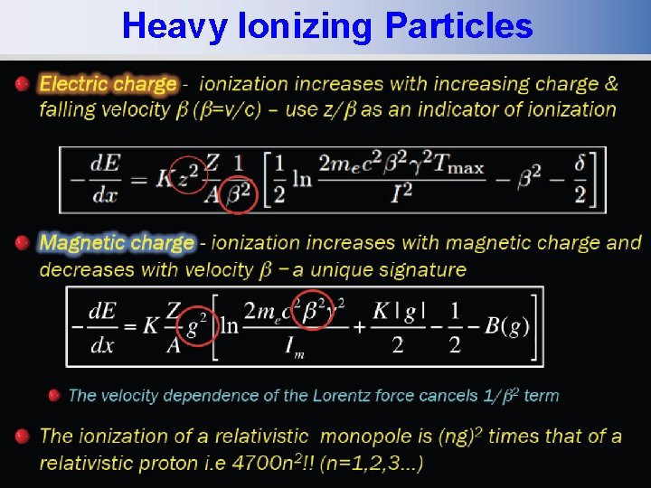 Heavy Ionizing Particles 