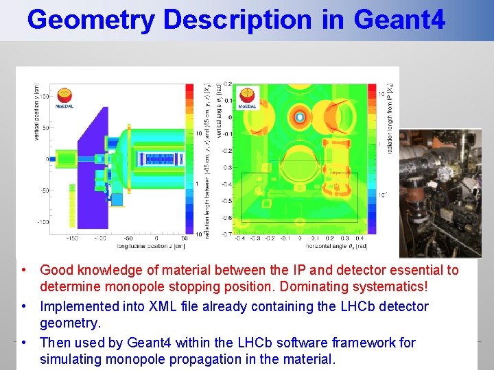 Geometry Description in Geant 4 • Good knowledge of material between the IP and